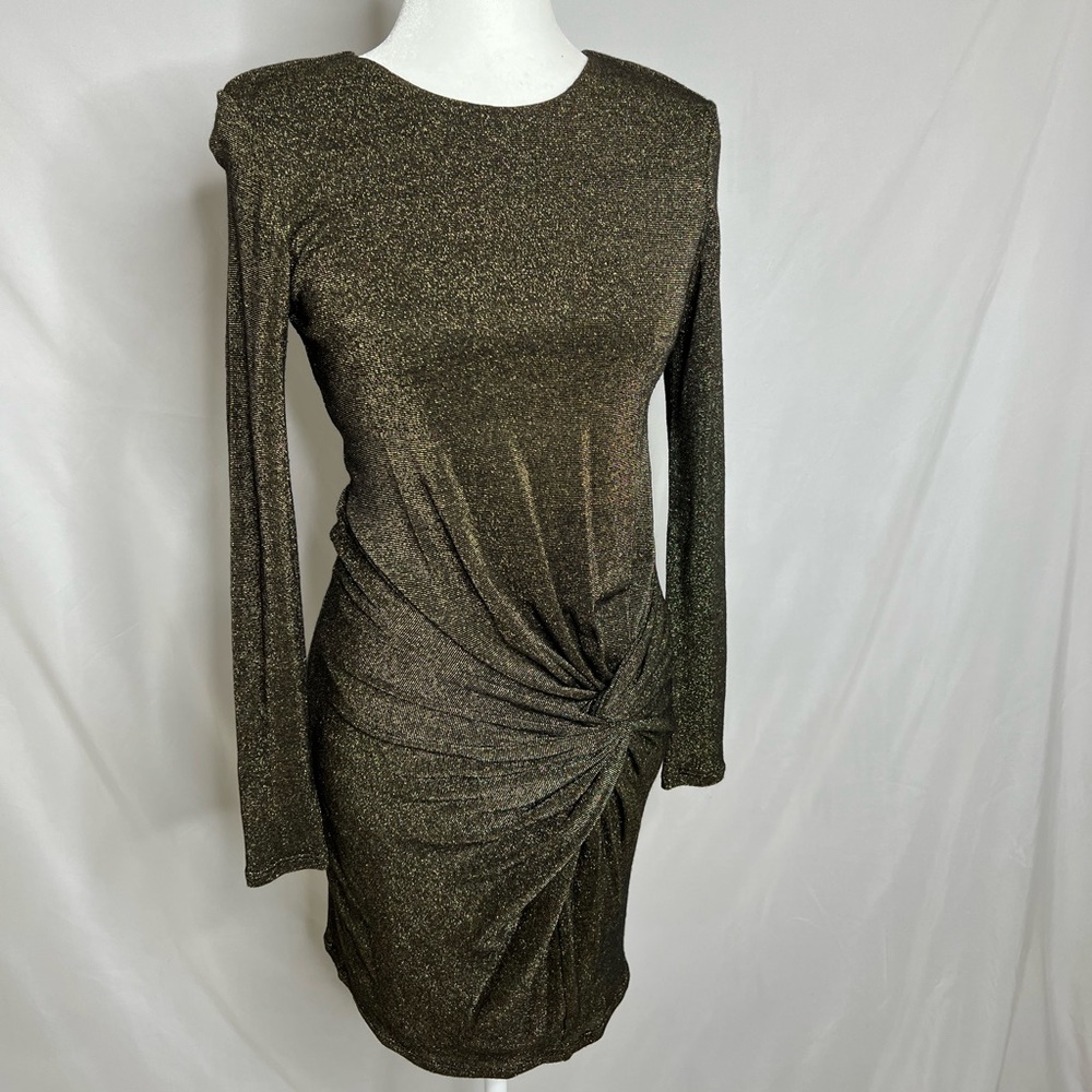 Ted Baker Sabiaa long sleeve gold dress size 1 equal to 4 US.